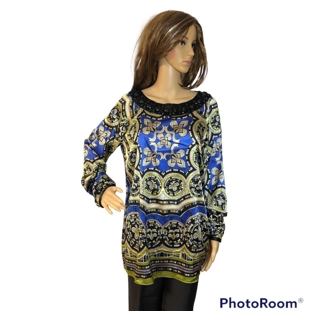 NICOLE BY NICOLE MILLER BOLD PRINT TUNIC/TOP